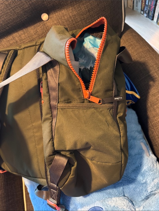 L.L. Bean Olive Green Backpack with Orange Trim main image 5